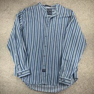VTG 90's Coliseum Men's XL Blue Shirt Casual Beachy Cotton Striped Long Sleeve